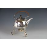 A silver plated spirit kettle, stand and burner Norton and White, circa 1900,