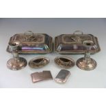 A selection of silver and plated items, to include; a silver cigarette case,