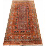 A hand woven wool rug,