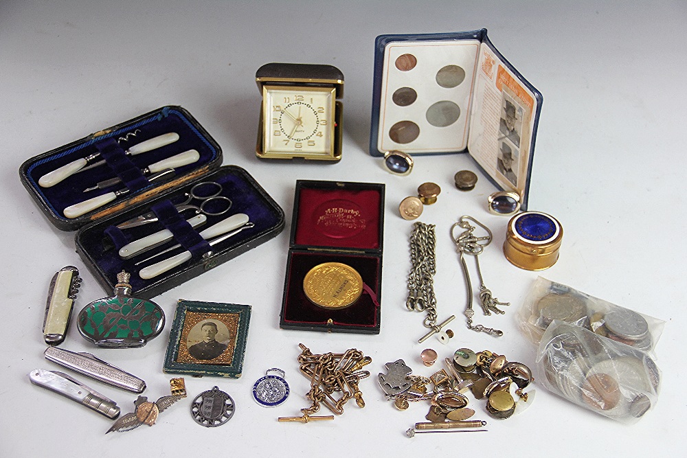 A collection of assorted ephemera, to include; assorted watch alberts, cufflinks,