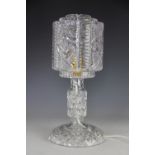 An early 20th century cut glass desk lamp, with cylindrical shade, 33.
