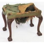 A George II style carved mahogany rectangular stool, possibly Irish, with shell carved knees,