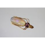 An opal and tourmaline insect brooch,