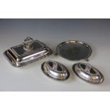 A pair of oval silver plated tureens and covers, Lowe & Sons, Chester,