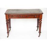 A Victorian mahogany two drawer writing table,