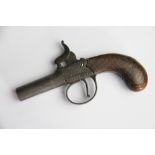 A 19th century muff pistol / pocket pistol, the engraved steel lock plate signed Reynolds,