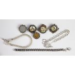 A collection of jewellery, to include five Art Nouveau brooches (two enamelled and two coin inset),