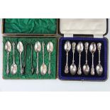 A set of six Art Nouveau pierced silver tea spoons, John Round, Sheffield 1913,