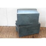 Two World War II vintage ammunitions trunks, with later painted finish,