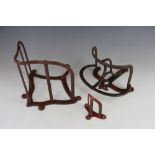 A late 19th century wrought iron bridle rack, with shaped back plate, 25cm,