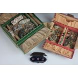 A collection of jewellery to two jewellery boxes,