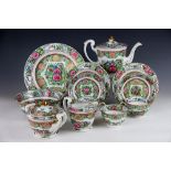 A Cantonese porcelain tea service, 20th century, to include; a teapot and cover,