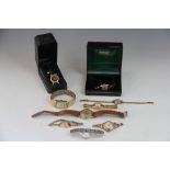 Assorted watches, to include; a 9ct yellow gold lady's wristwatch,