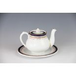 A White Star Line teapot and cover with saucer, the Mintons for Estonier & Co.