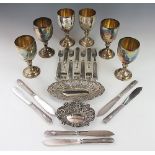 Two silver nut dishes, 13cm and 21cm wide,