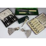 A set of six silver teaspoons, with cross golf club terminals, Walker & Hall, Sheffield 1936,