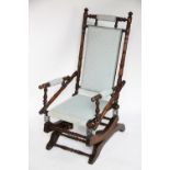 An American beech rocking chair, with turned frame,