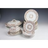 A Victorian 'Old Ivy' pattern part dinner service by Till & Sons, comprising two tureens and covers,