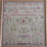 An early Victorian needlework sampler by Barbara Mary McLean,