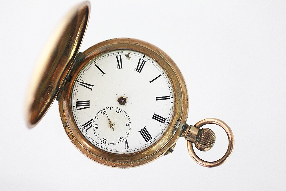 A gold plated full hunter pocket watch, engraved 'Presented to Capt. E. E. Farnall from H. H.