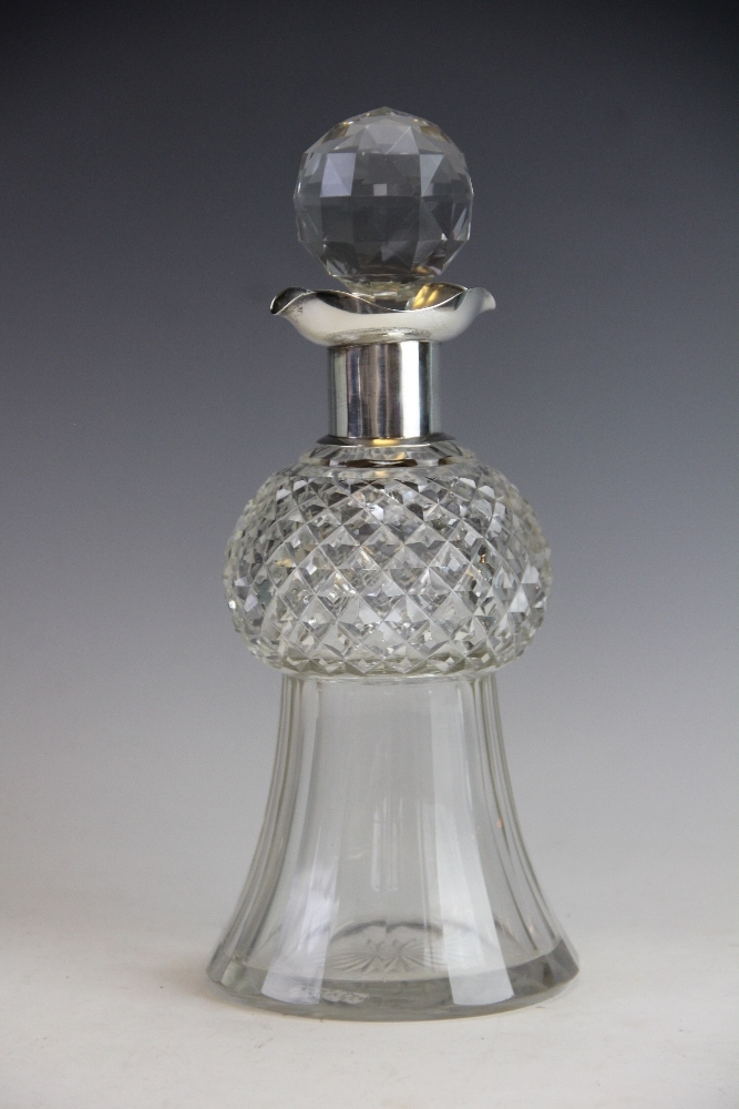 A thistle shaped decanter with silver collar, Cornelius Saunders and James Hollings Shepherd,