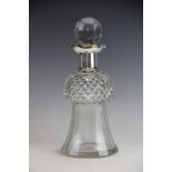 A thistle shaped decanter with silver collar, Cornelius Saunders and James Hollings Shepherd,