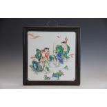 A Chinese porcelain famille vert plaque,