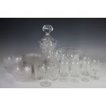 A collection of decorative glass wares, to include; A Waterford glass decanter and stopper,
