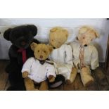 Four teddy bears, 20th century, to include; a Russ Bears example,