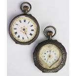 Two Victorian silver lady's fob watches, to include an example with heart shaped face,