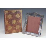 A Victorian leather bound, gilt tooled blotter pad, with watered silk interior, 34.5cm x 26.