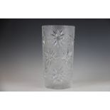 A Czechoslovakian clear glass tapering cylindrical vase, with star crackled ice detailing, 29.