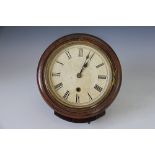 A late 19th century walnut wall time piece, with enamel Roman numeral dial,