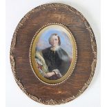 English School - 19th century, oil on card, portrait of Miss Mary Wylie of 50 Devonshire St,