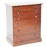 A Victorian mahogany collectors chest, of six graduated drawers, on plinth base,