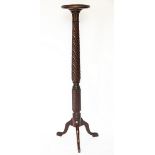 A Victorian carved mahogany jardiniere stand, with spiral column on tripod base,