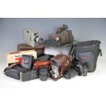 A quantity of vintage cameras, to include; Polaroid, a Bell and Howell Sportster IV, Cosina, Agfa,