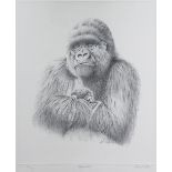 Peter Hildick, limited edition print, 'Baby Love' female gorilla and infant, indistinctly signed,