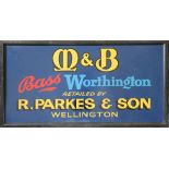 A Bass Brewery public house advertising sign, for M&B Bass Worthington, retailed by R.