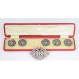 A set of five Art Nouveau silver buttons Marples & Co,