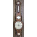 A 19th century mahogany wheel barometer, with a small wooden box and cover, with glass handle,