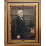 A Victorian colour print portrait of William Gladstone, in oak frame, 107cm x 88cm overall,