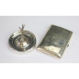 A silver cigarette case, Walker and Hall, Sheffield 1907, weight 4.