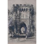 Albany E Howard (1872-1936) etching Bargate Southampton, signed in pencil, 46cm x 31.