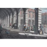 Edward Rooker after J Sandby, hand coloured engraving, Covent Garden Piazza,