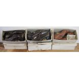 A collection of six pairs of American Mayer Martha Washington tan leather Lady's shoes/boots,