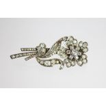 A diamond set floral spray brooch, 19th century,