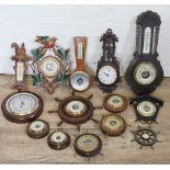 An assortment of barometers,