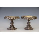 A pair of late 19th century Fraget Warszawie silver plated comports,