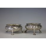 A near pair of Victorian silver salts, Robert Harper, London 1858, and another similar example,